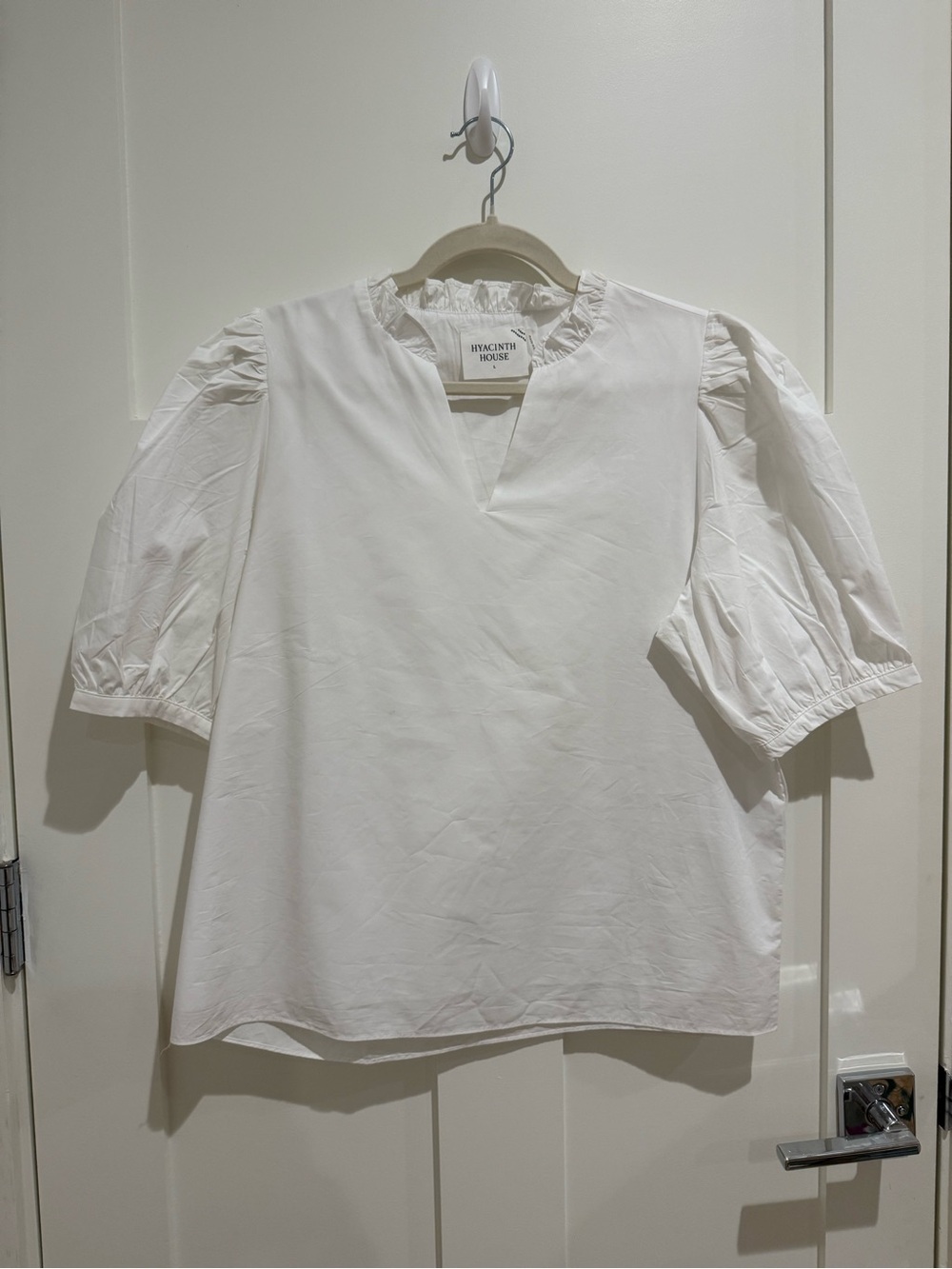 Hyacinth House White Ruffled Blouse Size Large
